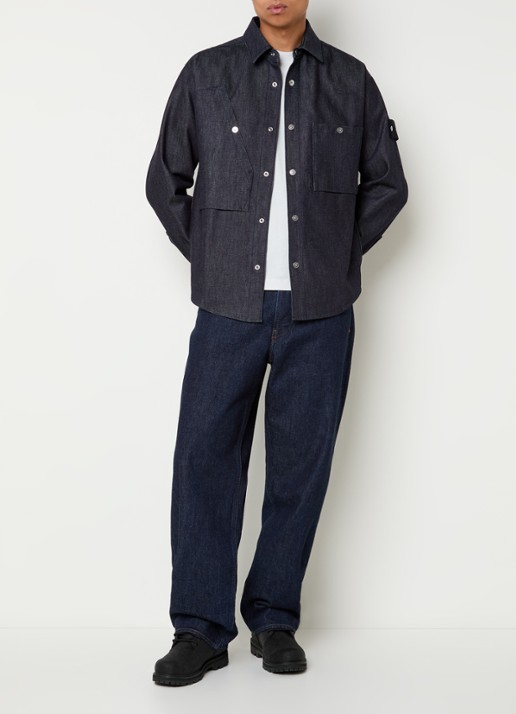 Stone Island KS215 loose fit jeans met donkere wassing - voorkant 3 donkerblauw