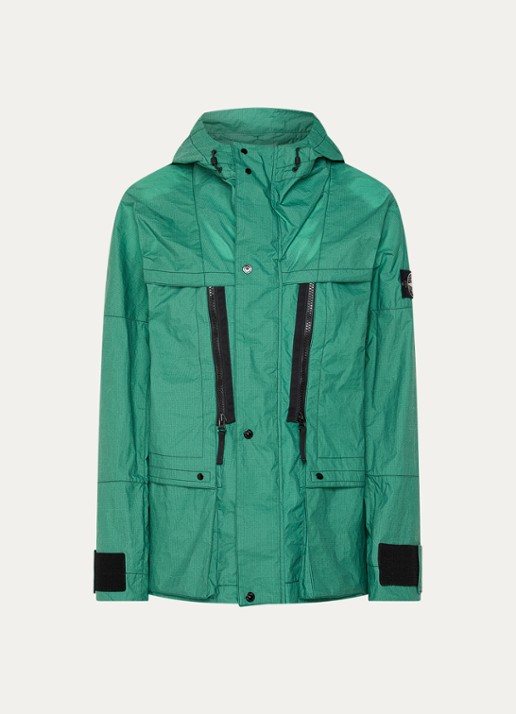 Stone Island Metal Lamina Ripstop softshell jack met opgestikte zakken - voorkant groen