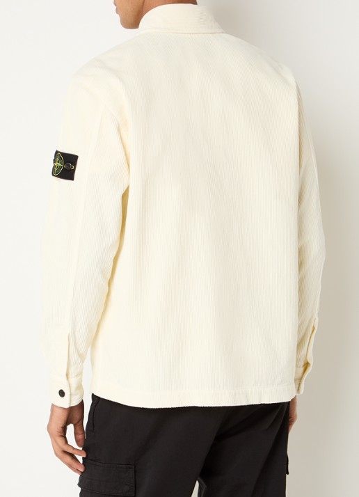 Stone Island Regular fit overshirt van corduroy met borstzak - achterkant ivoor
