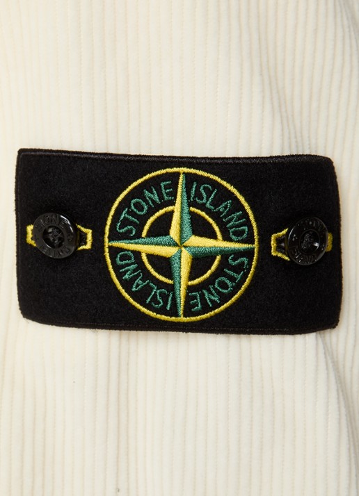 Stone Island Regular fit overshirt van corduroy met borstzak - detail 3 ivoor