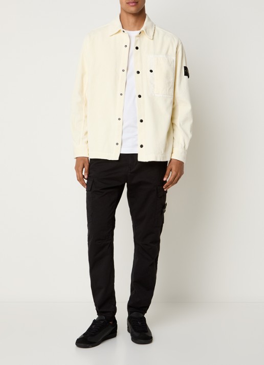 Stone Island Regular fit overshirt van corduroy met borstzak - voorkant 5 ivoor