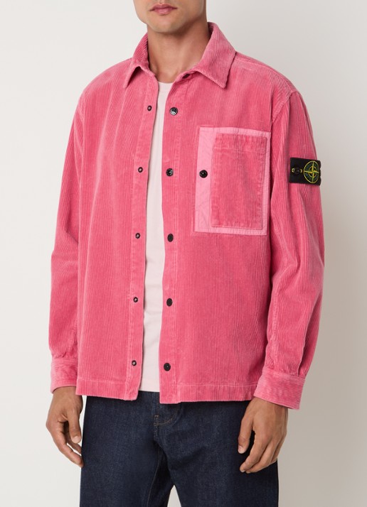 Stone Island Regular fit overshirt van corduroy met borstzak