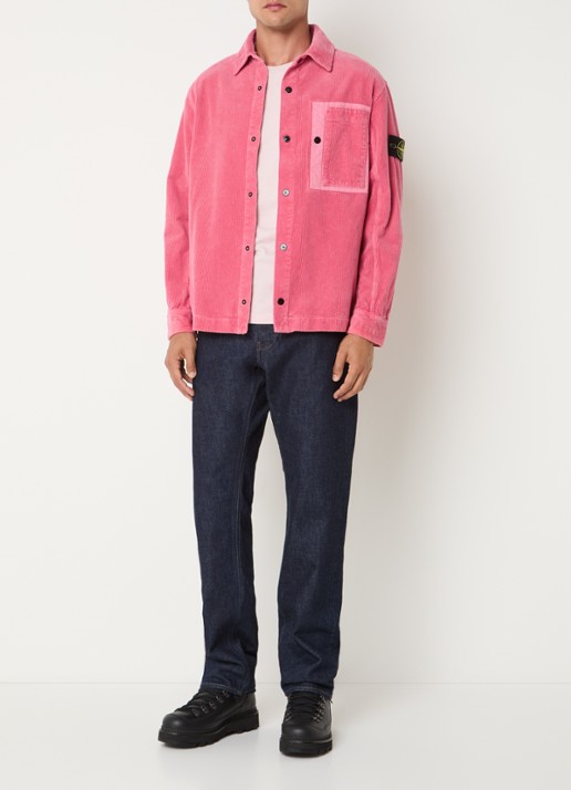 Stone Island Regular fit overshirt van corduroy met borstzak - voorkant 3 roze