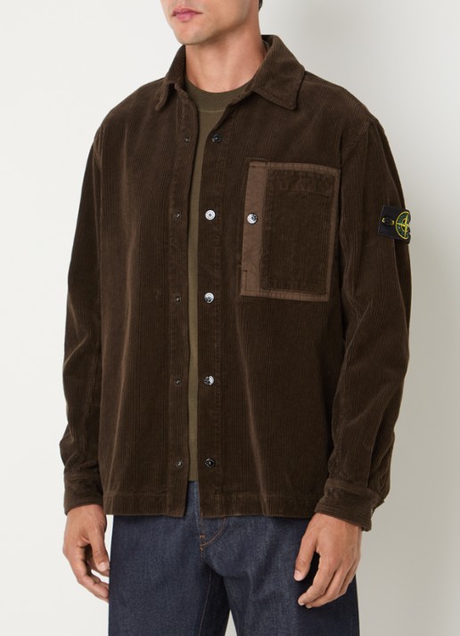 Stone Island Regular fit overshirt van corduroy met borstzak