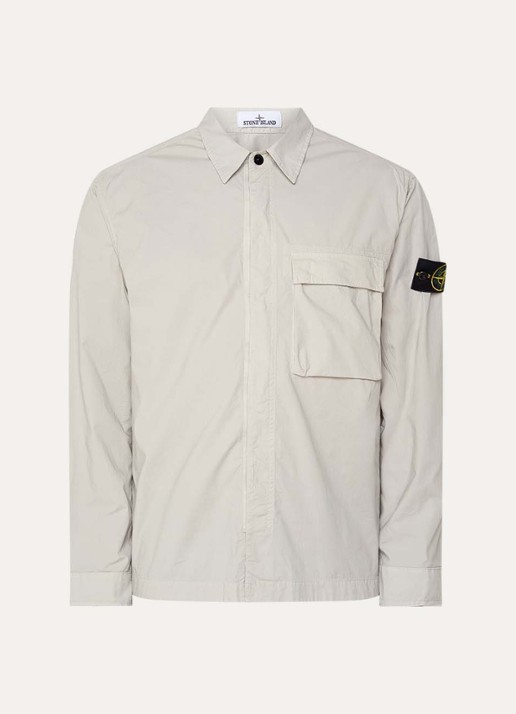 Stone Island S0003 overshirt met borstzak en logo - voorkant 2 grijs