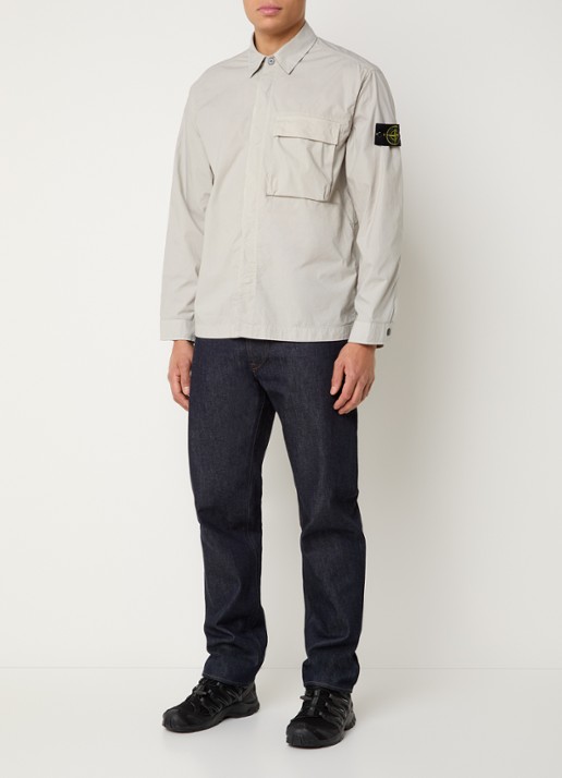 Stone Island S0003 overshirt met borstzak en logo - voorkant 3 grijs