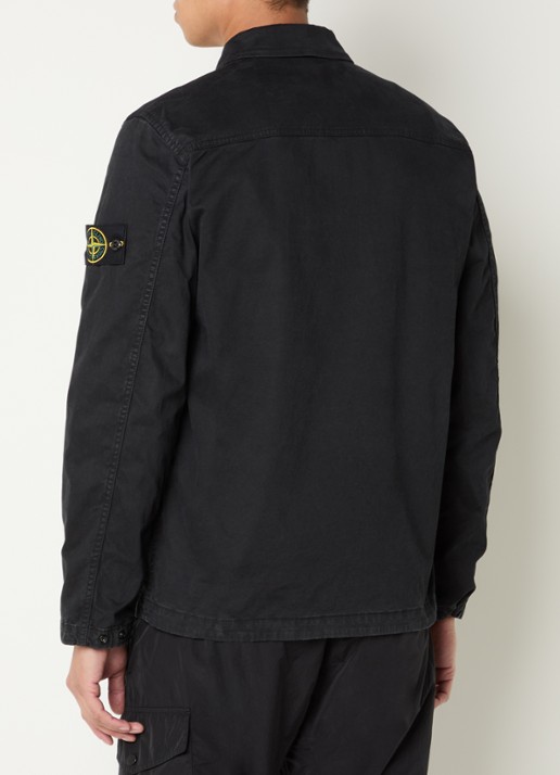 Stone Island S0004 overshirt met borstzak en logo - achterkant 5 zwart