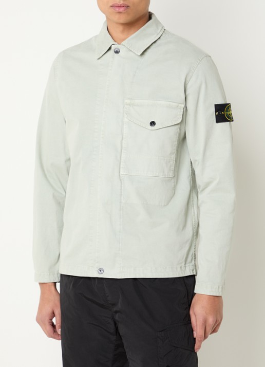 Stone Island S0004 overshirt met borstzak en logo - detail 4 lindegroen
