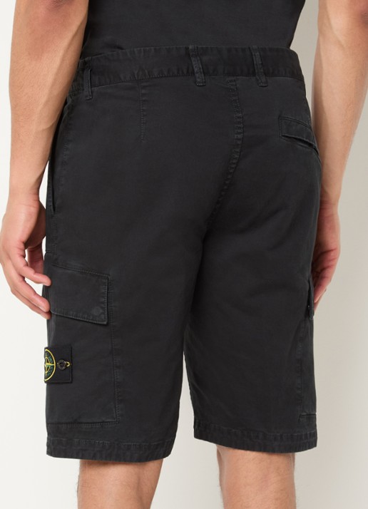 Stone Island S0004 Straight fit korte cargobroek met logo - achterkant 3 zwart