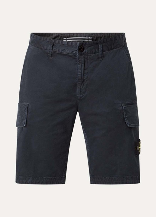 Stone Island S0004 Straight fit korte cargobroek met logo - voorkant 4 donkerblauw
