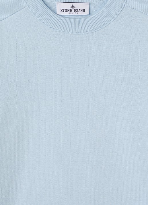 Stone Island S00085 fijngebreide trui met logo - detail 3 lichtblauw