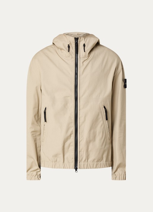 Stone Island S0011 Supima windjack met ritszakken en logo - voorkant 5 beige