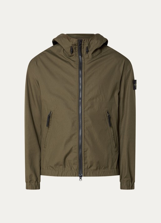 Stone Island S0011 Supima windjack met ritszakken en logo - voorkant 4 legergroen