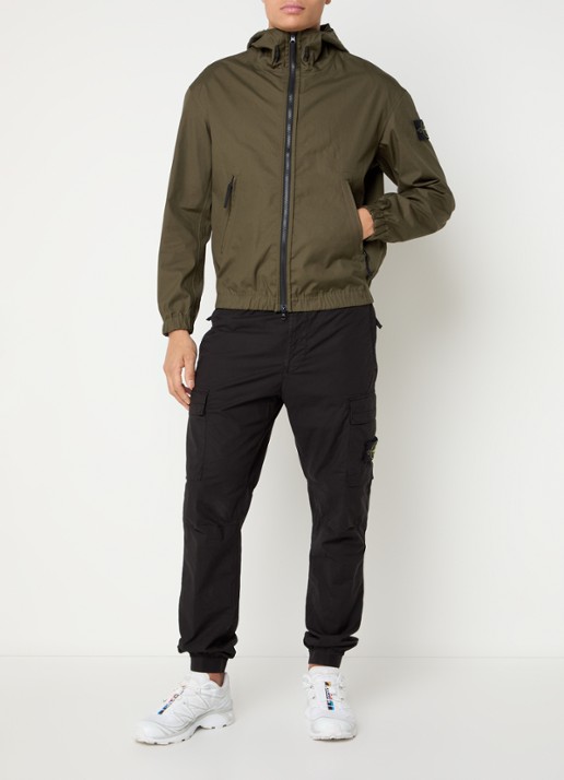 Stone Island S0011 Supima windjack met ritszakken en logo - voorkant 5 legergroen