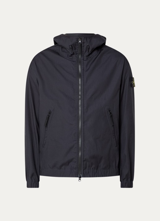 Stone Island S0011 Supima windjack met ritszakken en logo - voorkant donkerblauw
