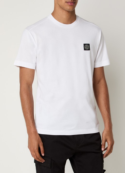 Stone Island S0013 T-shirt met logo - detail wit