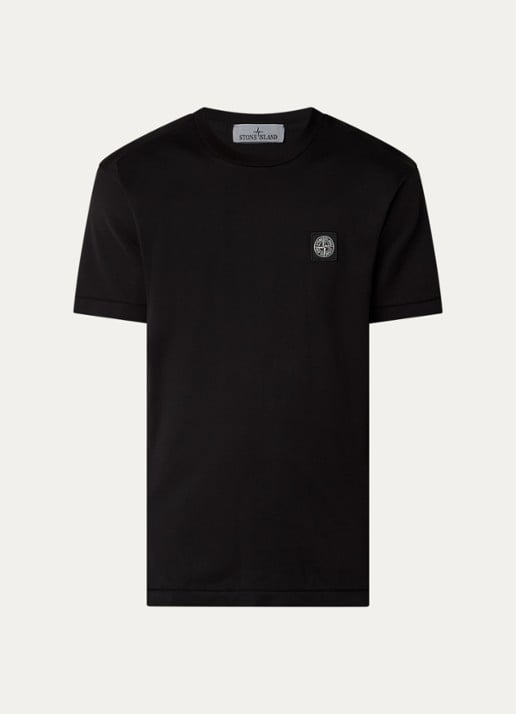 Stone Island S0013 T-shirt met logo - voorkant zwart