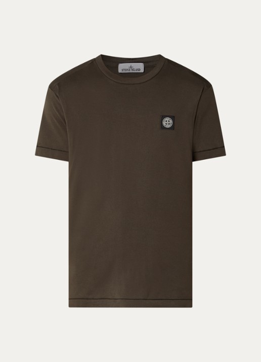 Stone Island S0013 T-shirt met logo - voorkant grijs