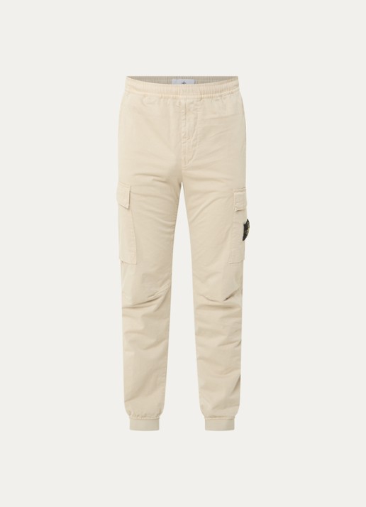 Stone Island S0014 slim fit cargobroek in wolblend met klepzakken - voorkant 2 beige