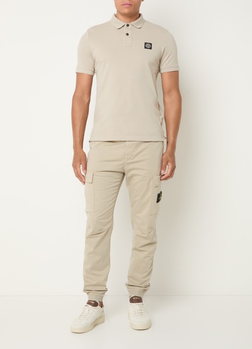 Stone Island S0014 slim fit cargobroek in wolblend met klepzakken - voorkant 3 beige