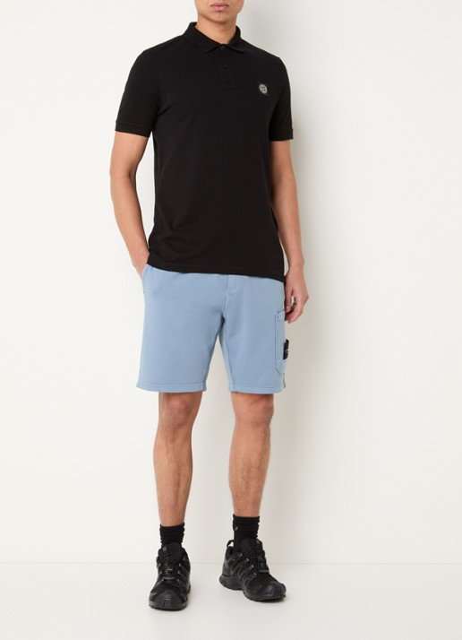 Stone Island S0017 slim fit polo met logoborduring - voorkant 5 zwart