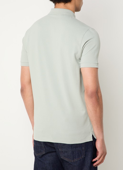 Stone Island S0017 slim fit polo met logoborduring - achterkant 2 lindegroen
