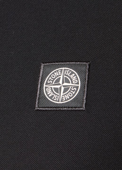 Stone Island S0017 slim fit polo van piqué katoen met logo - detail 5 zwart