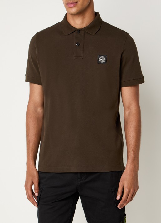 Stone Island S0017 slim fit polo van piqué katoen met logo - detail 2 grijs
