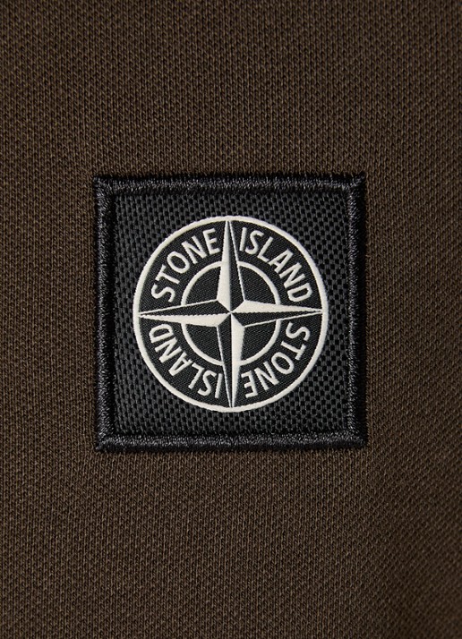 Stone Island S0017 slim fit polo van piqué katoen met logo - detail 3 grijs
