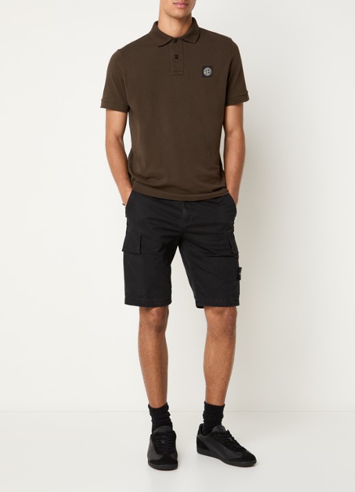 Stone Island S0017 slim fit polo van piqué katoen met logo - voorkant 5 grijs