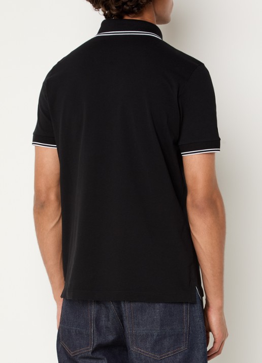 Stone Island S0018 regular fit polo met logoborduring - achterkant zwart