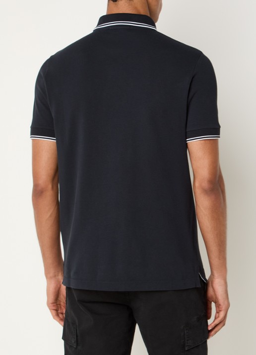 Stone Island S0018 regular fit polo met logoborduring - achterkant donkerblauw