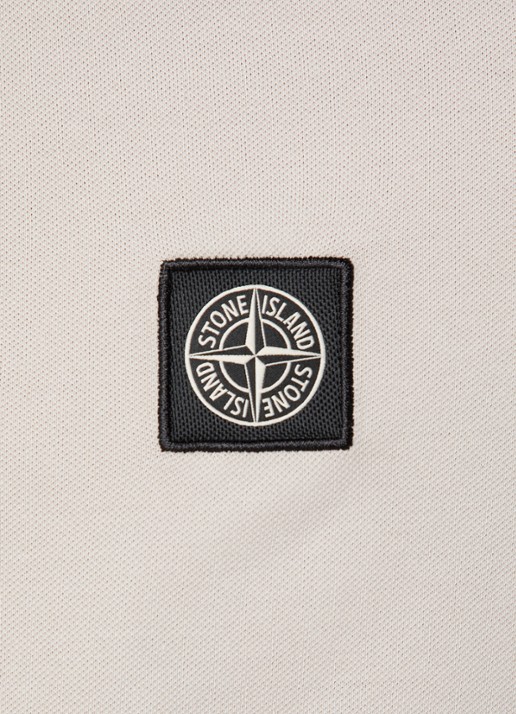 Stone Island S0018 slim fit polo van piqué katoen met logoborduring - detail 3 beige