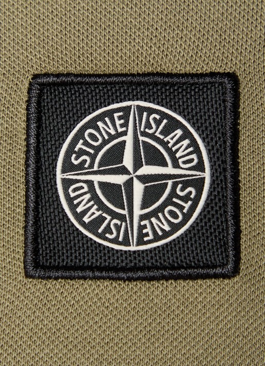 Stone Island S0018 slim fit polo van piqué katoen met logoborduring - detail 3 mosgroen