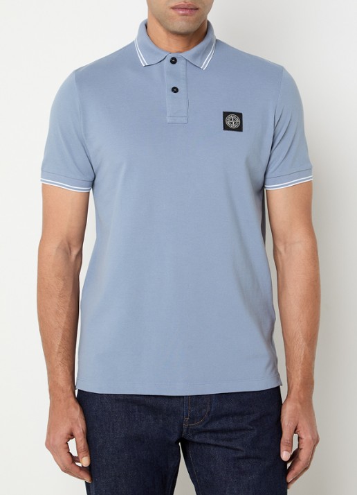 Stone Island S0018 slim fit polo van piqué katoen met logoborduring