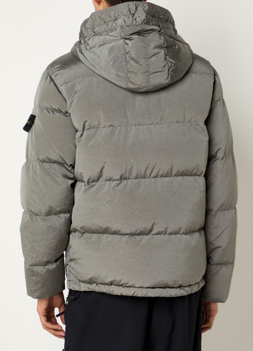 Stone Island S0019 puffer jack met capuchon en donsvulling - achterkant 6 grijs