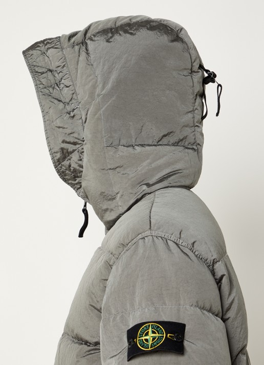 Stone Island S0019 puffer jack met capuchon en donsvulling - detail 5 grijs