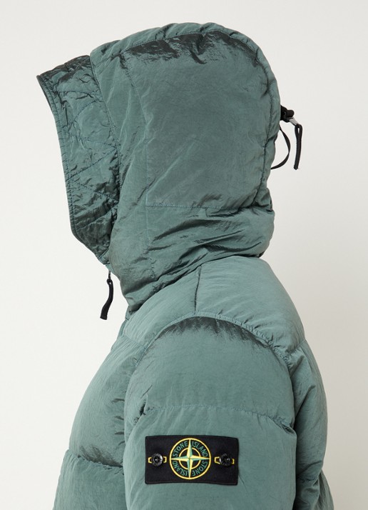 Stone Island S0019 puffer jack met capuchon en donsvulling - detail 5 zeegroen