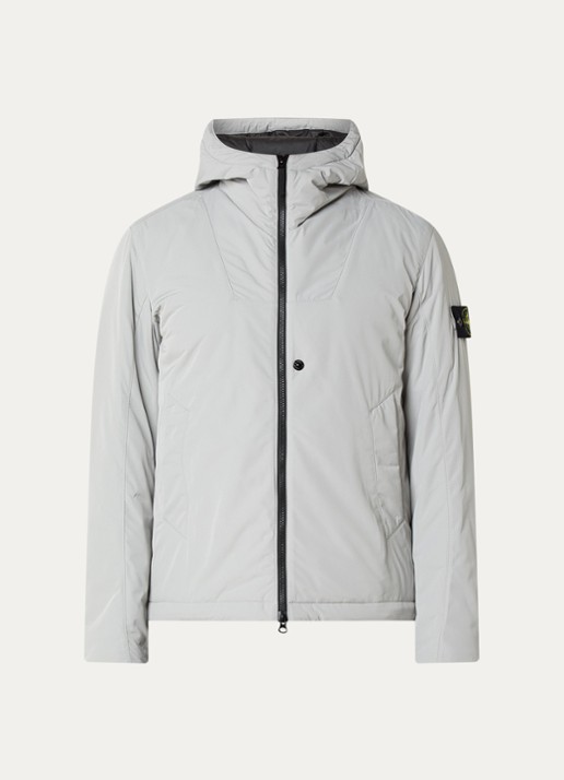 Stone Island S0026 gewatteerd jack met capuchon en steekszakken - voorkant 2 lichtgrijs