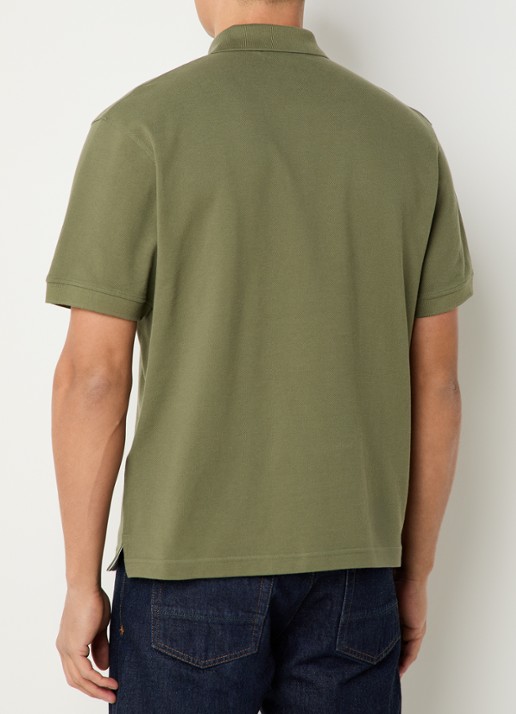Stone Island S0039 regular fit polo met logoborduring - achterkant 5 mosgroen