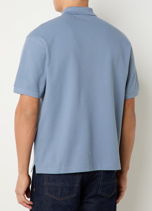 Stone Island S0039 regular fit polo met logoborduring - achterkant staalblauw