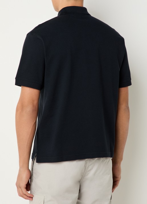 Stone Island S0039 regular fit polo met logoborduring - achterkant zwart