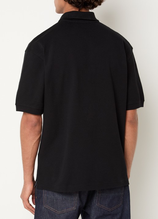Stone Island S0039 regular fit polo met logoborduring - achterkant zwart