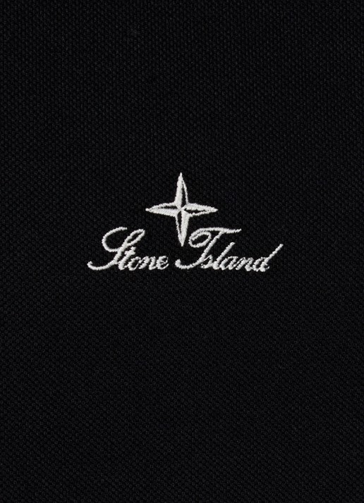 Stone Island S0039 regular fit polo met logoborduring - detail 3 zwart
