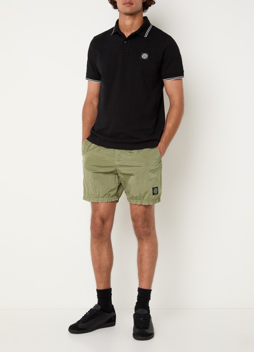 Stone Island S0043 zwemshort met logo en steekzakken - voorkant 4 olijfgroen