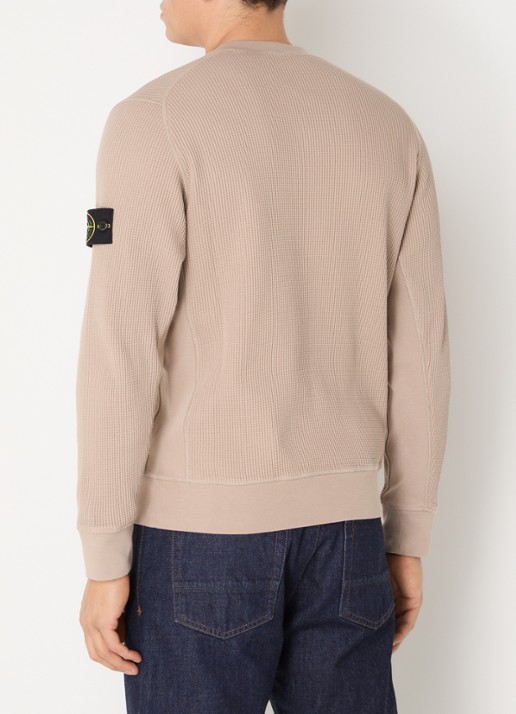 Stone Island S0044 fijngebreide trui met logo - achterkant donkerbeige