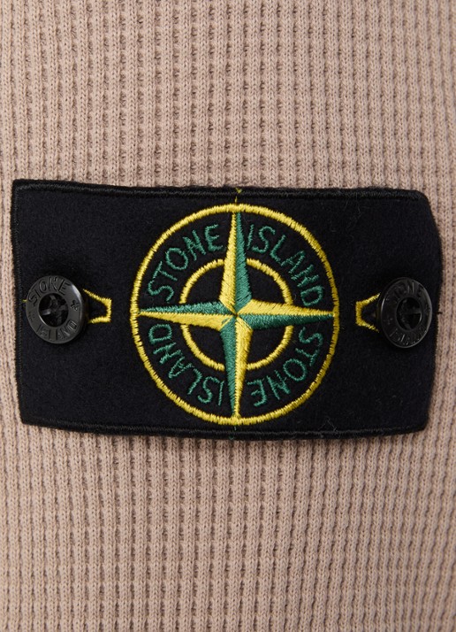 Stone Island S0044 fijngebreide trui met logo - detail 3 donkerbeige