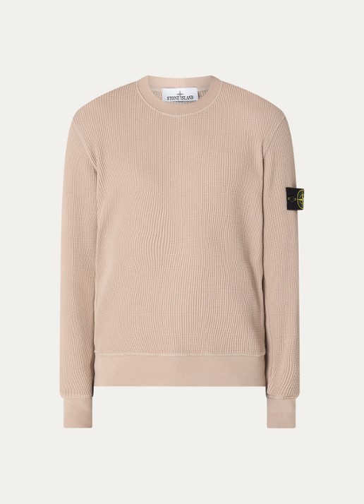 Stone Island S0044 fijngebreide trui met logo - voorkant 4 donkerbeige