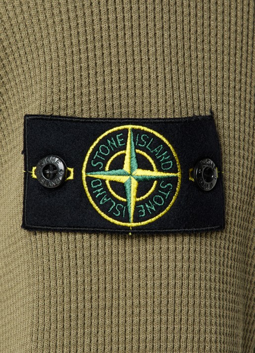 Stone Island S0044 fijngebreide trui met logo - detail 2 mosgroen