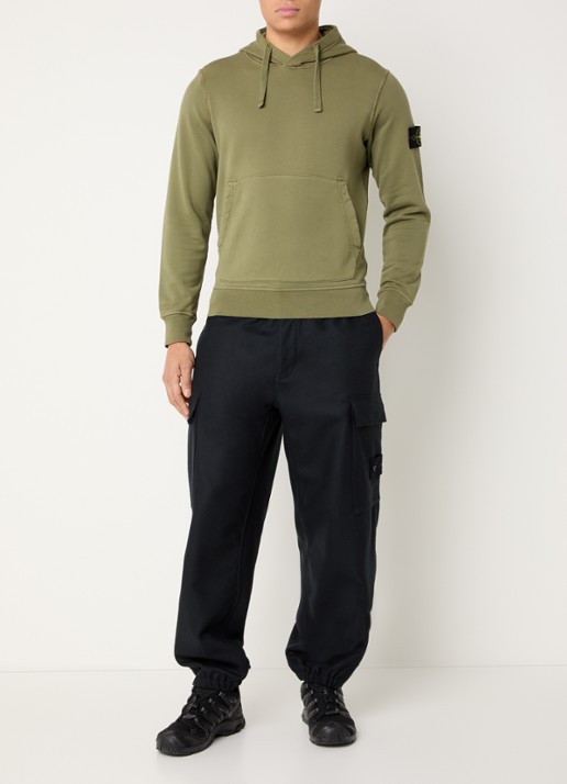 Stone Island S0051 Hoodie met logo - voorkant 6 mosgroen